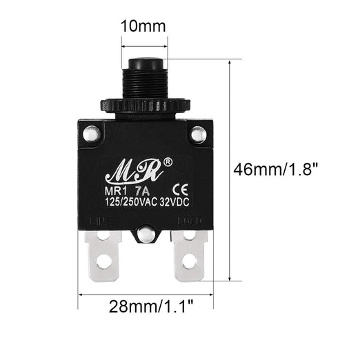 uxcell 2Pcs Thermal Overload Protector AC 125/250V 7A Push Button Reset Circuit Breaker
