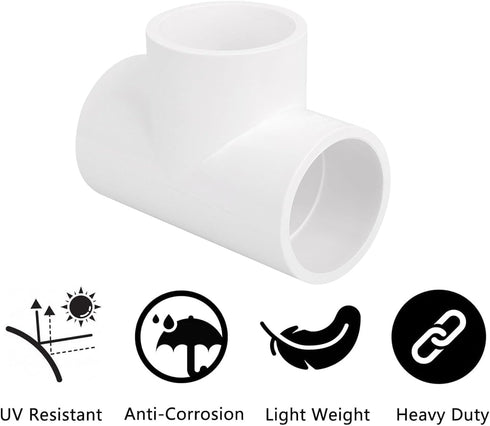 5-Pack 1-1/4" PVC Tee, 3 Way PVC Pipe Fittings Connector, Furniture Grade SCH40