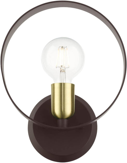 1 9 11 Livex Lighting Light ADA Wall Sconce Bronze Finish with Satin Brass Finish Accents, x