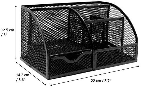 Exerz Desk Organizer Black Office Desk Accessories Supplies Office Storage Desktop Pencil Pen Holder with Drawer Home Workspace by Exerz