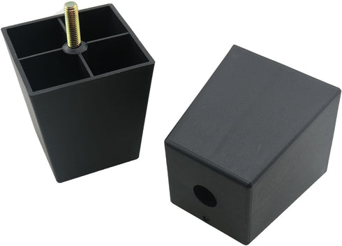 TAODAN 4PCS 8x7.2x5.5cm Black Plastic Sofa Leg Replacement with Fixing Screws Furniture Legs for Dressing Table