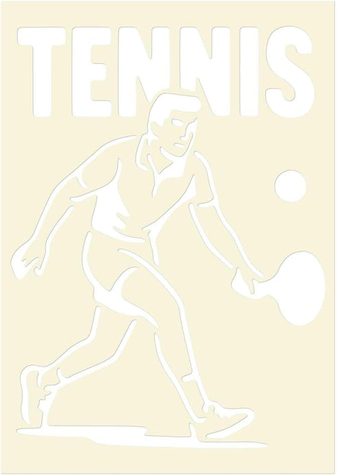 Azeeda (A6) (WS00070741) 'Tennis Player Game' Reusable Stencil Durable Decorative Template for Painting and Spraying on