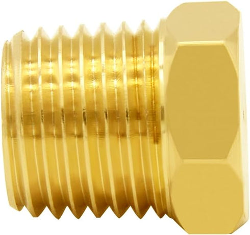 Joywayus 1/4" NPT Male Pipe Plug - Outer Hex Thread Socket Plug Brass Fitting (Pack of 5)