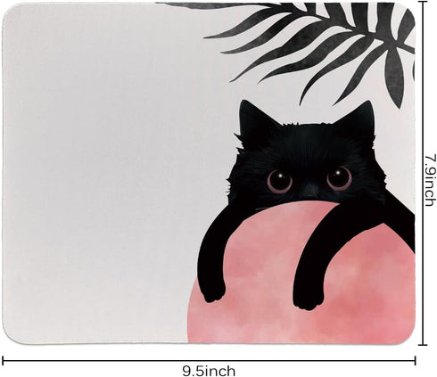 Personalized Black Cat Mouse Pads for Home Office, Mid Century Modern Minimalist Design, 9.5x7.9 inches