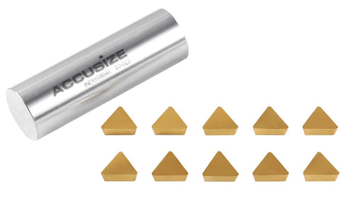 Accusize TPG22 Wiper Carbide Inserts, TiN Coated, T-Shape, 10 Pcs/Box