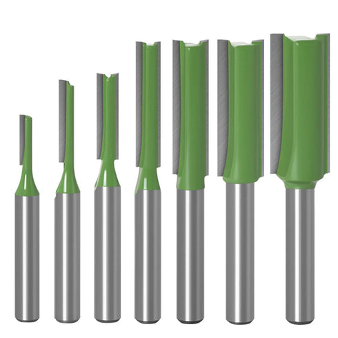 7pcs 1/4" Shank Tungsten Carbide Double&Single Flute Straight Dado Router Bit Set,