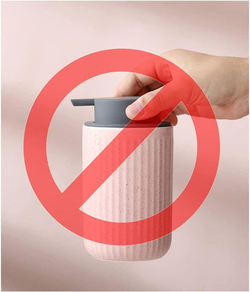 PAGOIAAR Countertop Soap Dispenser - Bathroom Pump Bottles, Refillable Ceramic Stripe Matte Lotions Dispensing Bottle