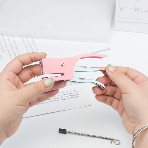 Hand Held Plier Stapler, Mini Manual Pink Stapler, 25 Sheet Capacity for Desk Home Office Supplies