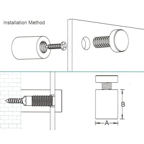 Sign Standoff 1/2" x 3/4" - Solid Aluminum Screws Mounting Hardware for Glass Panel, Pack of 4