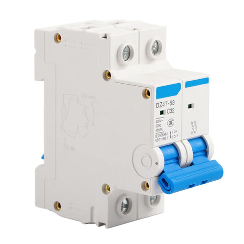 DZ47-63 RCCB Double Pole Circuit Breaker 32A 220/380V for Home Decoration, Engineering Construction, Network