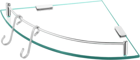 KES Glass Corner Shelf Bathroom Shelf Tempered Glass with Rail SUS 304