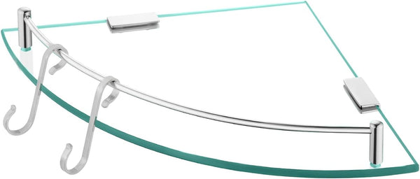KES Glass Corner Shelf Bathroom Shelf Tempered Glass with Rail SUS 304