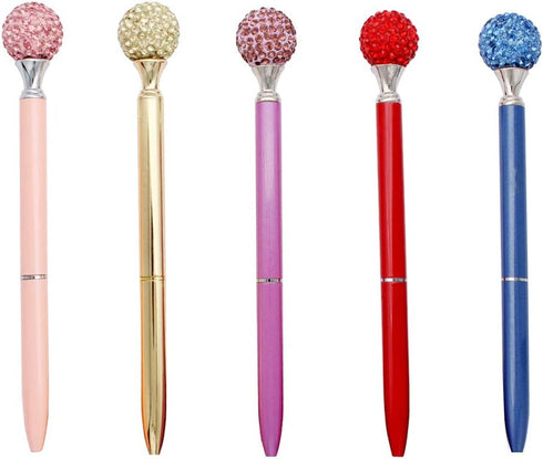 Gullor 5PCS Multicolor Diamond Ballpoint Pen Set, Bling Metal Retractable Ballpoint Pens