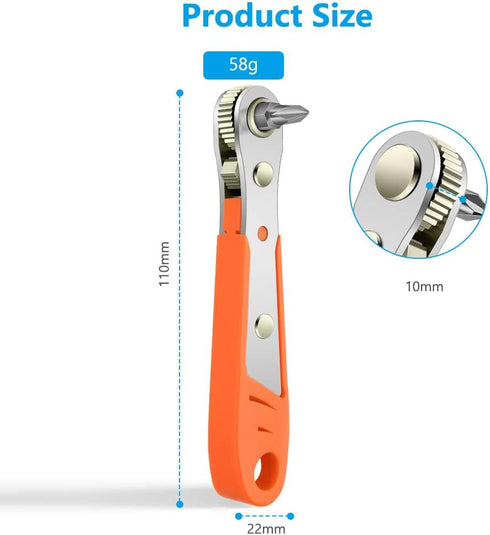 Mini Ratchet Wrench,Right Angle Phillips Magnetic Screwdriver for Tight Spaces with 1/4" Drive High Torque Offset Reversible Mini Ratchet Offset Screwdriver for Tight Areas 1 Pc Ratchet Wrench by OSDUE