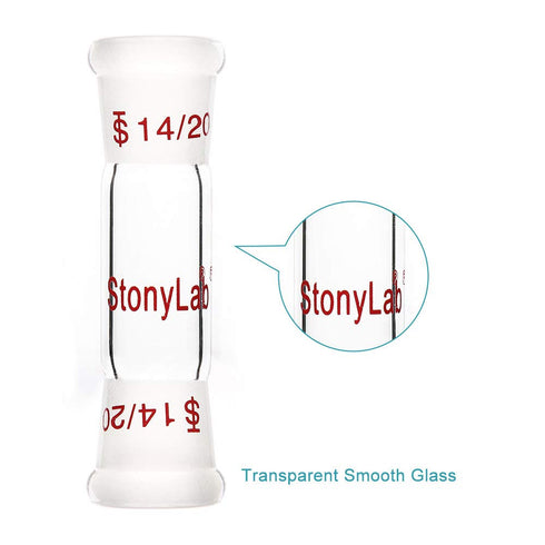 stonylab Glass Straight Connecting Adapter, Borosilicate Glass 30mm for 14/20 Ground Outer Standard Taper Joints