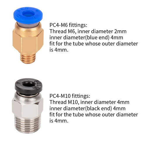 Aokin 2 PTFE Bowden Tubing (1.5m/Each Blue) - for 1.75mm Filament with 4 Pcs PC4-M6 & PC4-M10 Fittings for 3D Printers