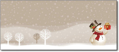 Snowman Present Decorative Winter Mailing Envelopes - #10 Business Letter Size - 80 Christmas Envelopes