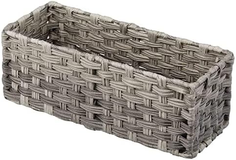 mDesign Rustic Farmhouse Woven Toilet Paper Holder Basket - Small Storage Organizer