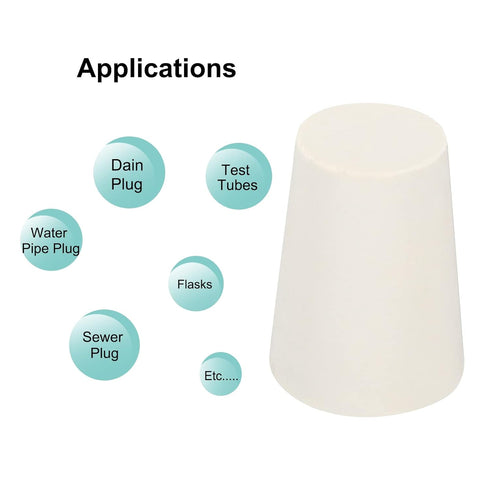MECCANIXITY Rubber Tapered Plug 15mm to 20mm Solid Test Tubes Bungs, White, 12 Pieces