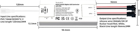 ESP32 DC5-24V WS2811 WS2812B SK6812 SM16703P Ultra-Thin WLED Digital Light Strip Controller with Mic Sound Mode RGB IC