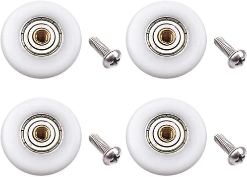Set of 4pcs 19mm Stainless Steel Shower Door Wheels Rollers, White, 19mm x 4mm