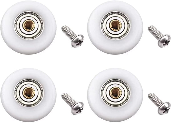 Set of 4pcs 19mm Stainless Steel Shower Door Wheels Rollers, White, 19mm x 4mm