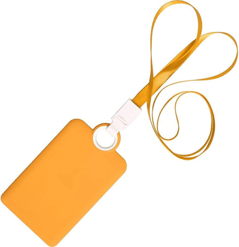 Badge Holder ID Silicone Card Holder - Vertical with Lanyard Neck Strap, Heavy Duty for Offices (Yellow)