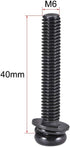 M6 x 40mm Carbon Steel Phillips Pan Head Machine Screws Bolts, uxcell, 20pcs with Spring Washer and Plain Washers