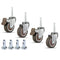 1.5 Inch Rubber Caster Wheel Set of 4 - 2 with Brakes & 2 Without for Furniture Crib Trolley Dining Car