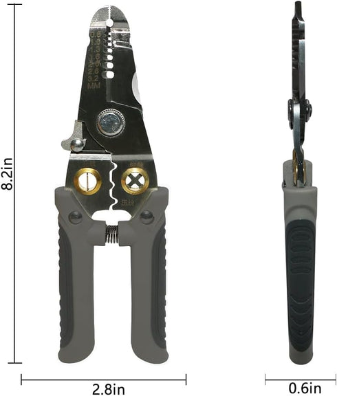 Manual Wire Stripper - 8 Inch Cutout (8 AWG - 22 AWG) Multifunctional Wire Crimping Plier and Cutter Tool