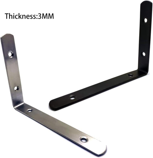 ZHome 110X150MM Corner Brace Shelf Bracket Heavy Duty Black Steel L Corner Brace, Decorative Joint Angle Bracket