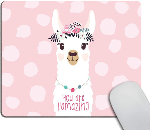 Smooffly Funny Quote Mouse Pad, Cute Llama Design Non-Slip Rubber Gaming Mousepad for Computers