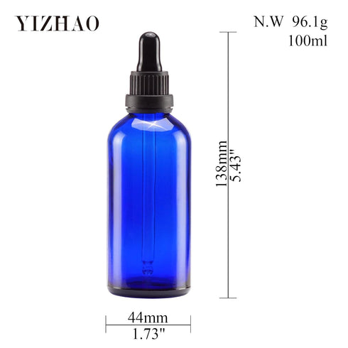 YIZHAO Blue Glass Dropper Bottle, 4oz Tincture Bottles with Glass Dropper for Essential Oils, 9 Pcs
