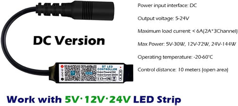 Generic 5V 12V 24V 5-24V) Mini RGB Bluetooth Controller Music LED Light Strip Controller for RGB Tape Lights Smart APP