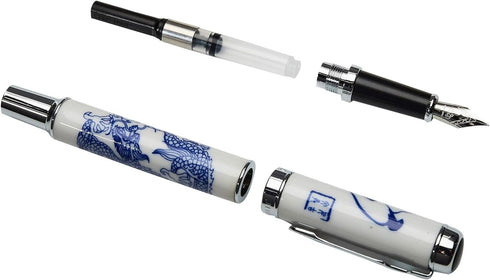 Jinhao 950 Blue and White Porcelain Dragon Medium Nib, 18kgp