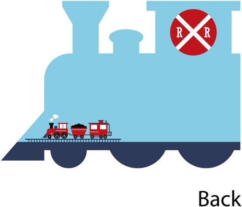 Set 12 Big Dot of Happiness Railroad Party Crossing - Shaped Cards - Steam Train Birthday or Baby Shower Thank You Note
