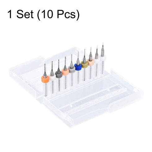 uxcell PCB Drill Bits Set (10 Pcs) 0.15mm-1.0mm Tungsten Carbide Rotary Tool Jewelry CNC Engraving 1/8 Inch Shank