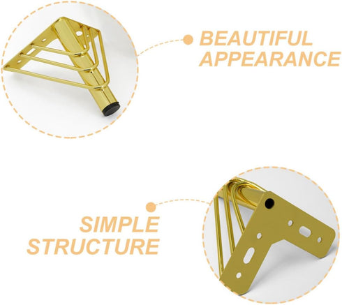 18cm Alipis Metal Furniture Legs Sofa Support Feet, Gold Metal Cabinet Legs for Coffee Table, Tv Stand, and Sofa