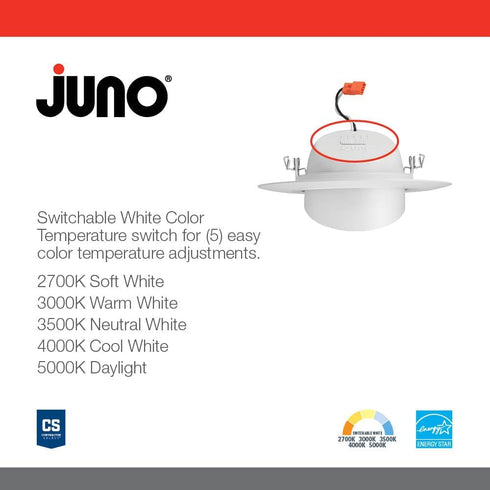 5"/6" Inch 5"/6" 5-in-1 700 Juno Adjustable LED Recessed Lighting, RetroBasics Series Adjustable Gimbal LED Downlight