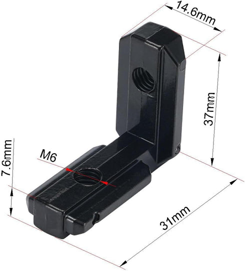 10 Sets 3030 Series L Shape Interior Inside Corner Connector Black Joint Bracket Set for 6mm T Slot Aluminum Extrusion Profile with 20pcs Screws 1pc Wrench 3D Printer Accessories