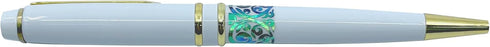 Inlay Mother of Pearl Design Handmade Ballpoint Pen, Deluxe Black Ink Rollerball Executive Gift (White)