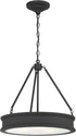 28990 100-Watt 3-Light Bulbs Minka Lavery Matte Black Drum Pendant Light with Frosted Clear Glass Shade, No Included