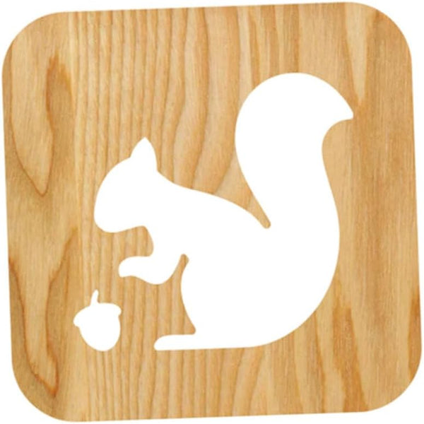 Gadpiparty Led Squirrel Night Light Wooden Carved Lamp for Bedroom Living Room
