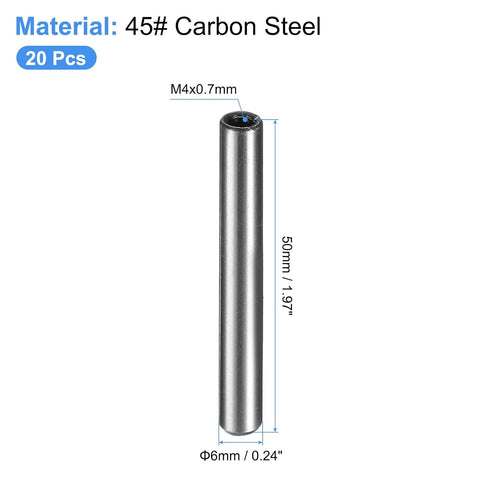 uxcell M4 20pcs 6x50mm Internal Thread Dowel Pin Chamfering Flat Carbon Steel Cylindrical Pin Bed Bookshelf Metal