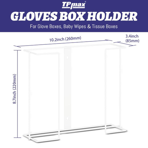 L Size Gloves Box Holder, Wire Rack Dispenser for Gloves, Tissues, Paper Towels - Medium, Holds 2 Boxes