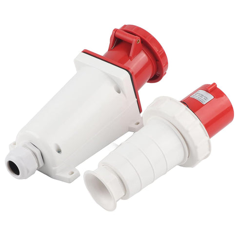 380-415V 63A Electrical Cord Connector - Waterproof 3P+N+E 5 Pin Power Socket for 6-16mm² Cable