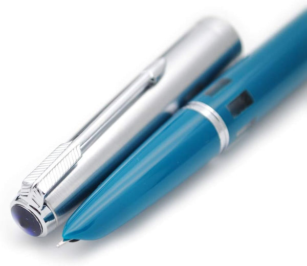 czxwyst 2019 New Version 601 Steel Cap Vacumatic Fountain Pen, Blue-Green with Ink Window
