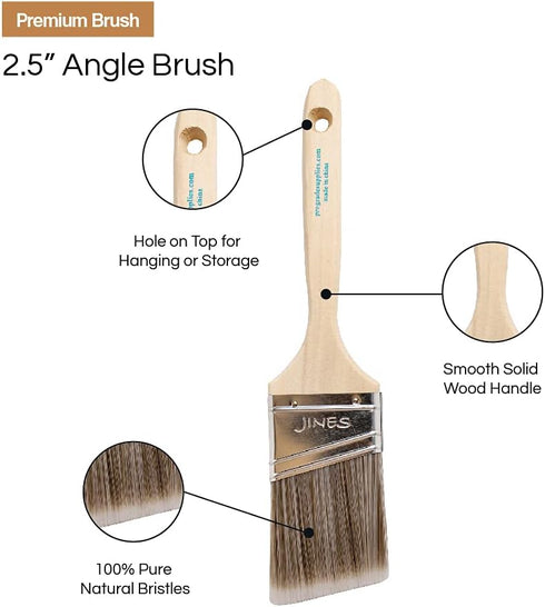 Vermeer Paint Brushes 3-Pack - 2.5" Angle Sash Brushes for All Latex and Oil Paints & Stains