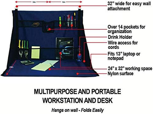 Plan Station (WS3700) Mini Portable Standing Desk, Workbench, Work Station, Storage for Jobsite, Garage, Office, Shop