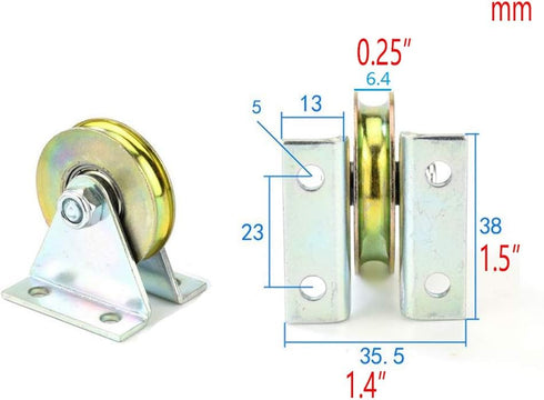 Chiloskit 1.5" Bearing Wheel Small Wire Rope Pulley Block with Bracket, 200LB for Lifting